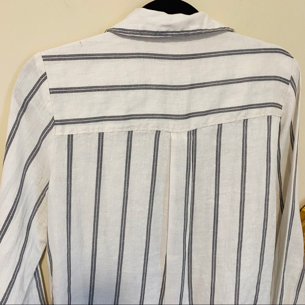 H&M Linen Vertical Striped Button Down Shirt - Picture 6 of 8